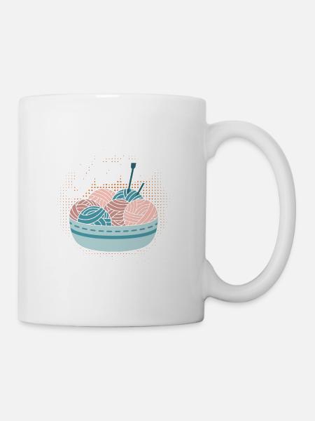 Knitter Häkelgarn Nadeln Stricken - Tasse - Weiß