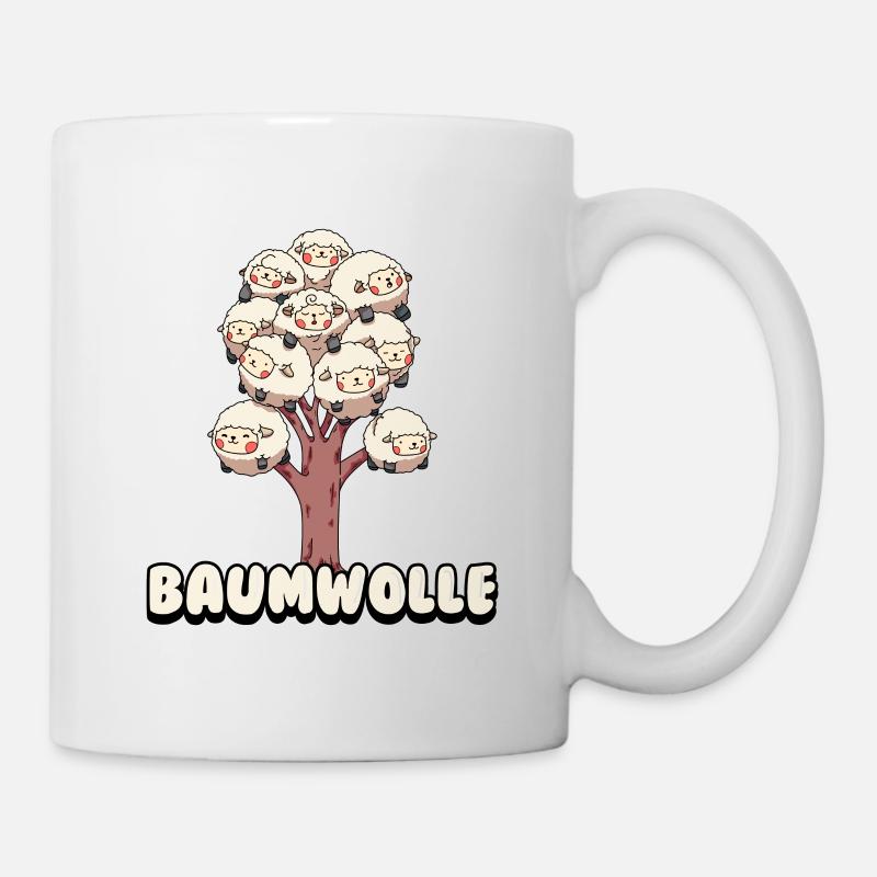 Baumwolle Cotton Tree Animals Fluffy Sheep Earth - Tasse - Weiß