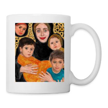 Gustav Klimt Style Portrait of a Mom with Four - Mug - white - Right