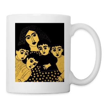 Gustav Klimt Style Portrait of a Mom with Four - Mug - white - Right