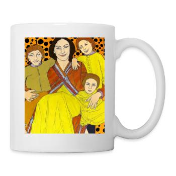 Gustav Klimt Style Portrait Einer Mama Mit Drei - Tasse - Weiß - Rechts