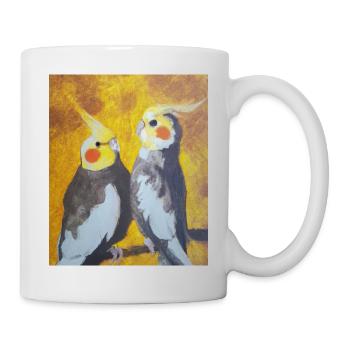 Cockatiel Couple Gustav Klimt Style - Mug - white - Right