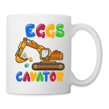 Funny EggsCavator Happy Easter Excavator Egg Kids - Mug - white - Right