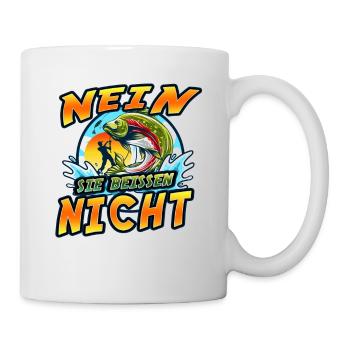 Nein! Sie beißen nicht. Angel, Angler Geburtstag - Tasse - Weiß - Rechts
