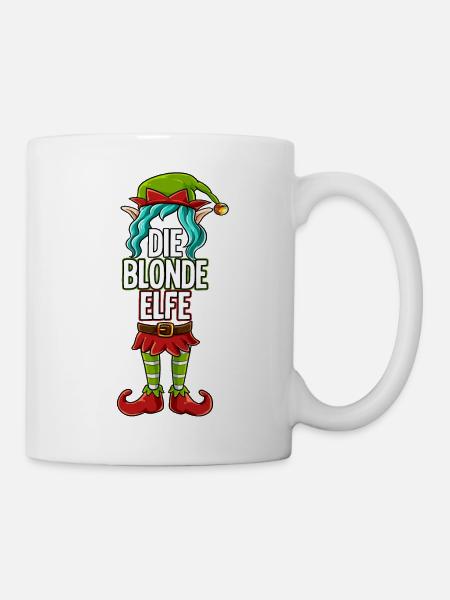 Blonde Elfe Partnerlook Weihnachten - Tasse - Weiß