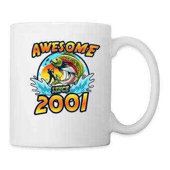 Awesome since 2001. Angel, Angler Geburtstag - Tasse - Weiß - Rechts