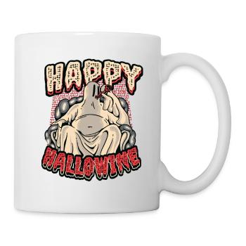 Happy Halloween ghost drinks wine - Mug - white - Right