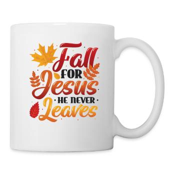 Fall for Jesus, He Never Leaves the Religious - Mug - white - Right