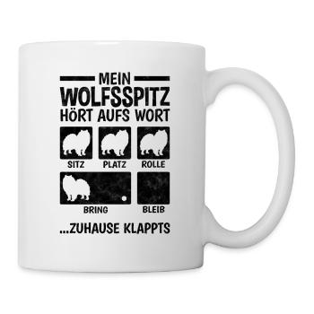 Wolfsspitz Hundetricks deutscher Spitz Keeshond - Tasse - Weiß - Rechts