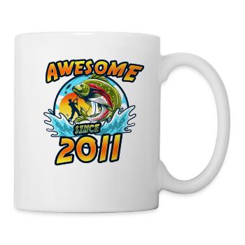 Awesome since 2011. Angel, Angler Birthday - Mug - white - Right