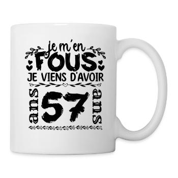 J’ai 57 ans | Je m'en fous j'ai 57 ans - Mug blanc - blanc - Droite