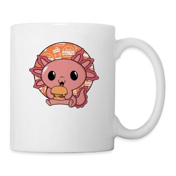 Axolotl Pet Cute Eating Burger and Drinks - Mug - white - Right
