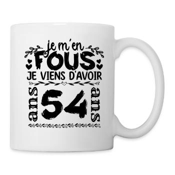 J’ai 54 ans | Je m'en fous j'ai 54 ans - Mug blanc - blanc - Droite