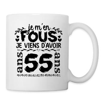 J’ai 55 ans | Je m'en fous j'ai 55 ans - Mug blanc - blanc - Droite