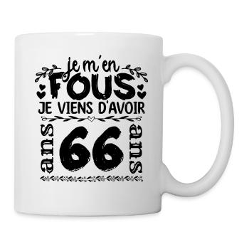J’ai 66 ans | Je m'en fous j'ai 66 ans - Mug blanc - blanc - Droite