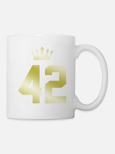 42 Zahl Krone - Tasse - Weiß