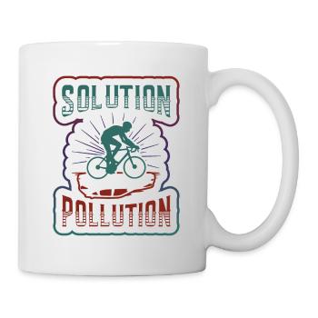 Polution Solution Umweltschutz Radfahren. - Tasse - Weiß - Rechts