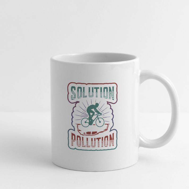 Solution de Polution Protection de l’environnement Cyclisme. Mug blanc