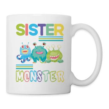 Sister of the birthday monster family - Mug - white - Right
