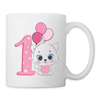 Chaton 1er anniversaire | Chemise d’anniversaire de chat | Chat - Mug blanc - blanc - Droite