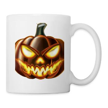 Citrouille d’Halloween aux yeux de feu - Mug blanc - blanc - Droite