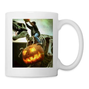 Halloween Dino Boy Chevauchant Dinosaur Skeleton - Mug blanc - blanc - Droite
