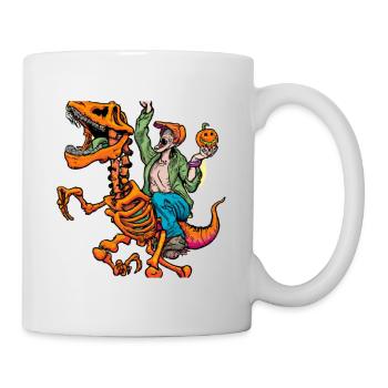 Halloween Dino Ghoul chevauchant des dinosaures - Mug blanc - blanc - Droite