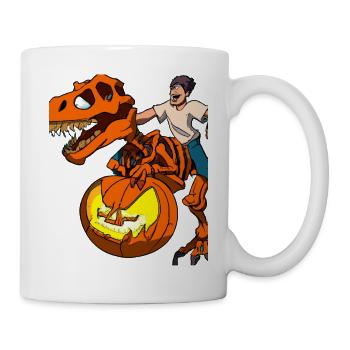 Halloween Dino Ghoul chevauchant des dinosaures - Mug blanc - blanc - Droite