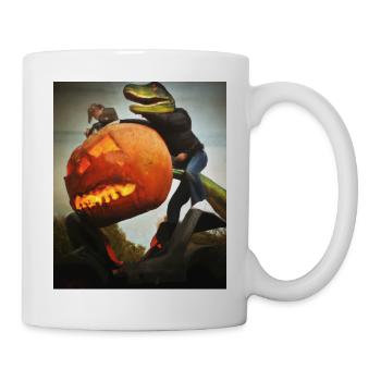 Halloween Dino Lézard à la citrouille - Mug blanc - blanc - Droite