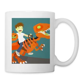 Halloween Dino Boy chevauchant des dinosaures - Mug blanc - blanc - Droite