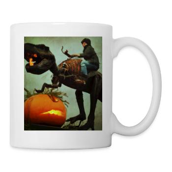 Halloween Dino Boy chevauchant des dinosaures - Mug blanc - blanc - Droite