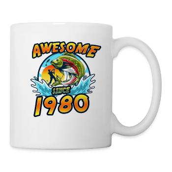 Awesome since 1980. Angel, Angler's birthday - Mug - white - Right