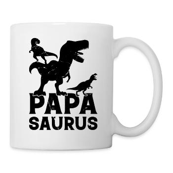 Papa Saurus Papa Dino avec deux enfants - Papasaurus - Mug blanc - blanc - Droite