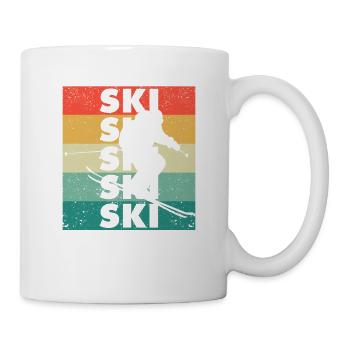 Ski Retro Vintage Skiing Silhouette Skier - Mug - white - Right