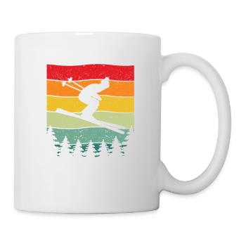 Vintage Sunset Ski Rétro Skieur - Mug blanc - blanc - Droite