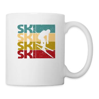 Ski Retro Vintage Skiing Silhouette Skier - Mug - white - Right
