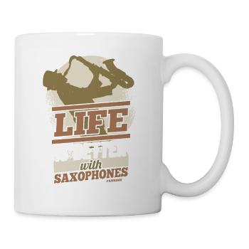 Life Is Better With Saxophones - Tasse - Weiß - Rechts