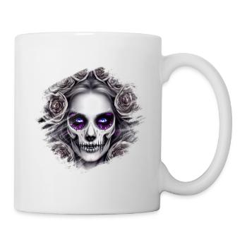 Totenkopf Frau - Fantasy - Tasse - Weiß - Rechts