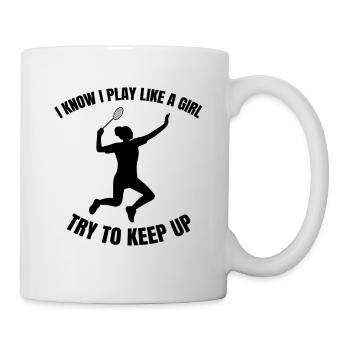Badmintonspielerin Federball Badminton Mädchen - Tasse - Weiß - Rechts