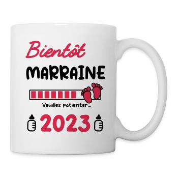 Annonce grossesse Marraine bientôt Marraine 2023 - Mug blanc - blanc - Droite