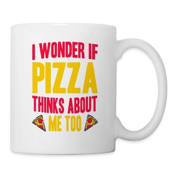 Je me demande si la pizza pense à moi trop rétro drôle - Mug blanc - blanc - Droite