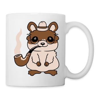 Herr Hamster raucht Pfeife - Tasse - Weiß - Rechts