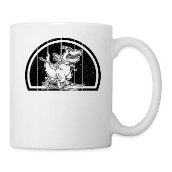 Skier Dino Ski Skiing Dino - Mountain Skiing Dinos - Mug - white - Right
