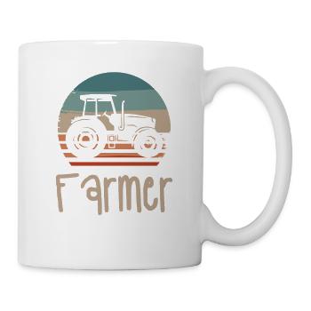 Retro Vintage Classic Farmer Farming - Tasse - Weiß - Rechts