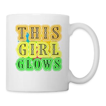 This Girl Glows Party 80er vintage farbenfrohes - Tasse - Weiß - Rechts
