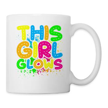 This Girl Glows Party 80er vintage farbenfrohes - Tasse - Weiß - Rechts