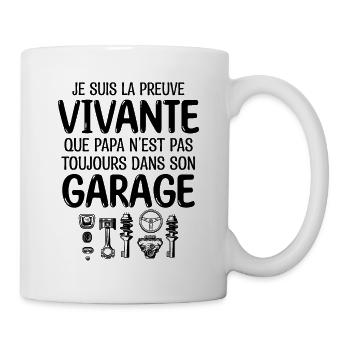 Garagiste preuve Vivante - cadeau Garagiste mécano - Mug blanc - blanc - Droite