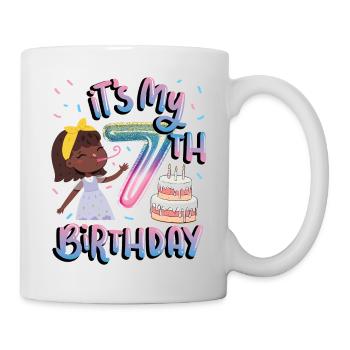 It's my 7th birthday Melanin Kid Juneteenth - Mug - white - Right