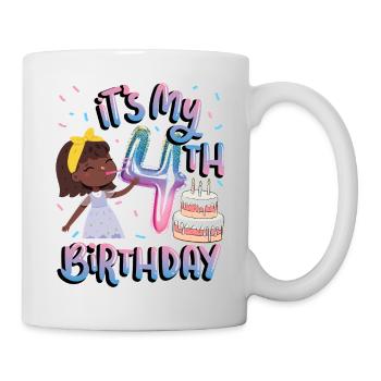 It's My 4th Birthday Melanin Kid Juneteenth - Mug - white - Right