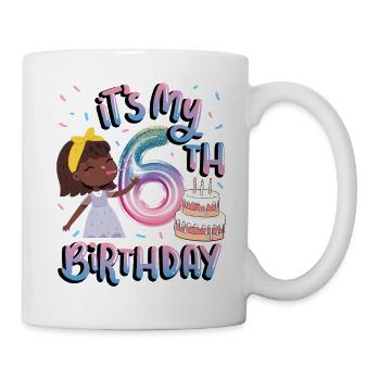 It's my 6th birthday Melanin Kid Juneteenth - Mug - white - Right